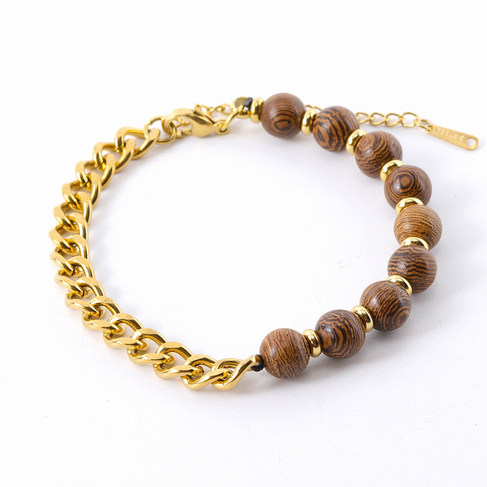Men's Titanium Steel Cuban Set Natural Tigereye Necklaces