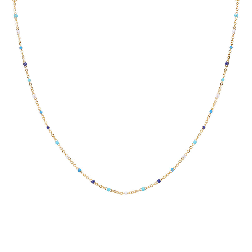 Dripping Oil Color Gradient Blue Summer Necklaces