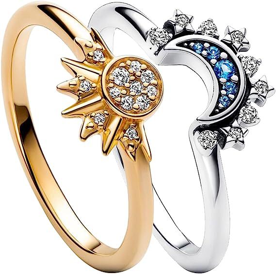 Alloy Geometric Sun Moon Combination Female Rings