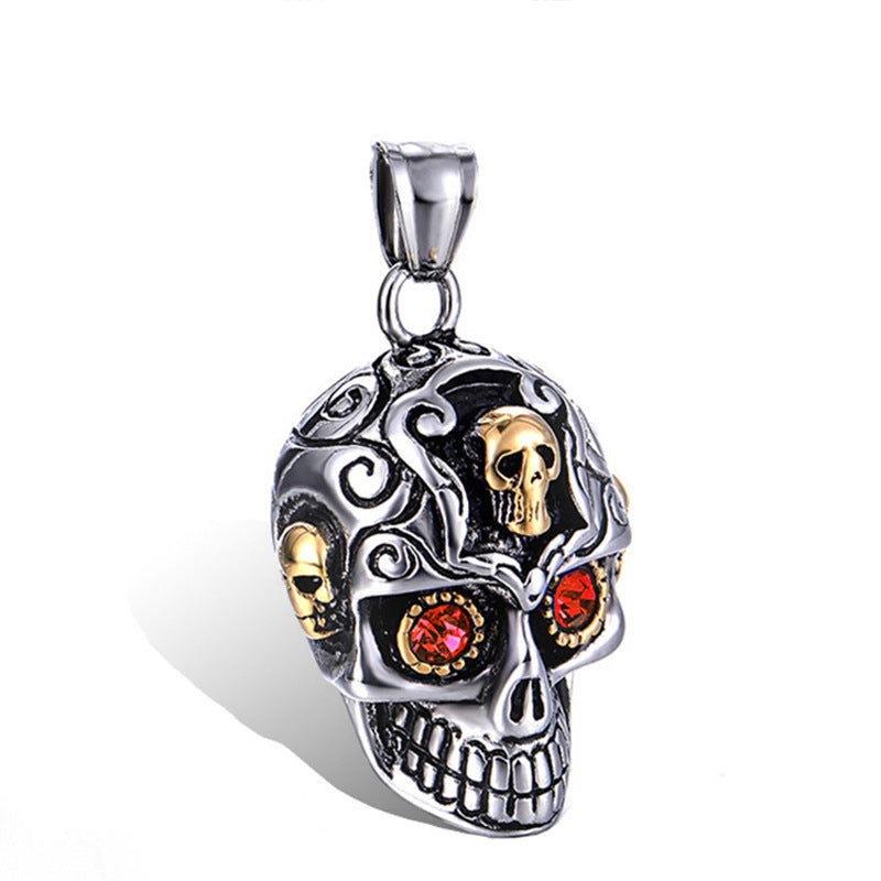 Titanium Steel Cast Skull Gem Stainless Necklaces