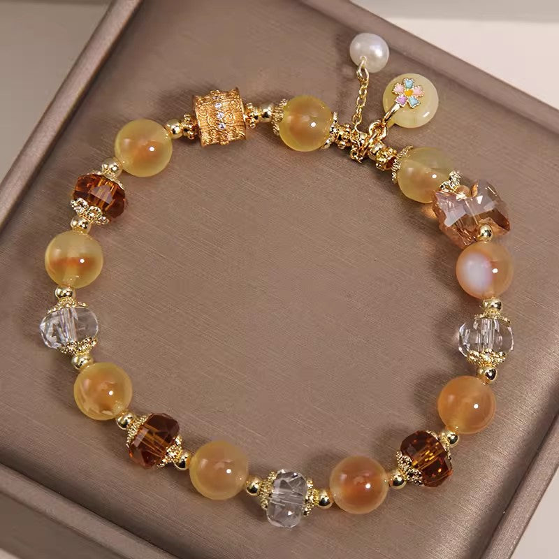 Light Luxury Minority High Sense Chalcedony Safety Buckle Money Drawing Bracelets