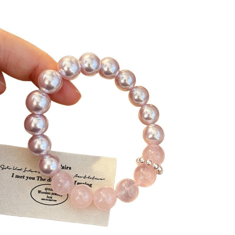 Crystal Color Matching Pearl Design Gradient Bracelet