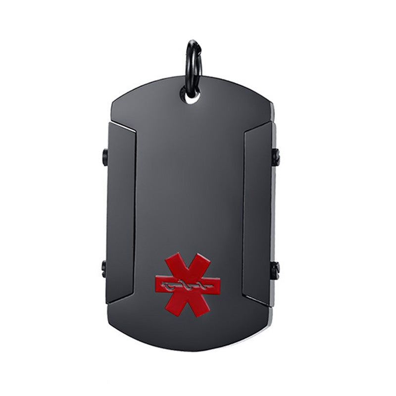 Men's Logo Stainless Steel Personalized Tag Square Pendants