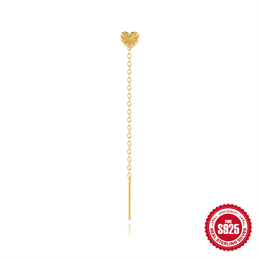 Women's Sier Classic Single Chain Tassel Korean Style Niche Design Elegant Ear Line