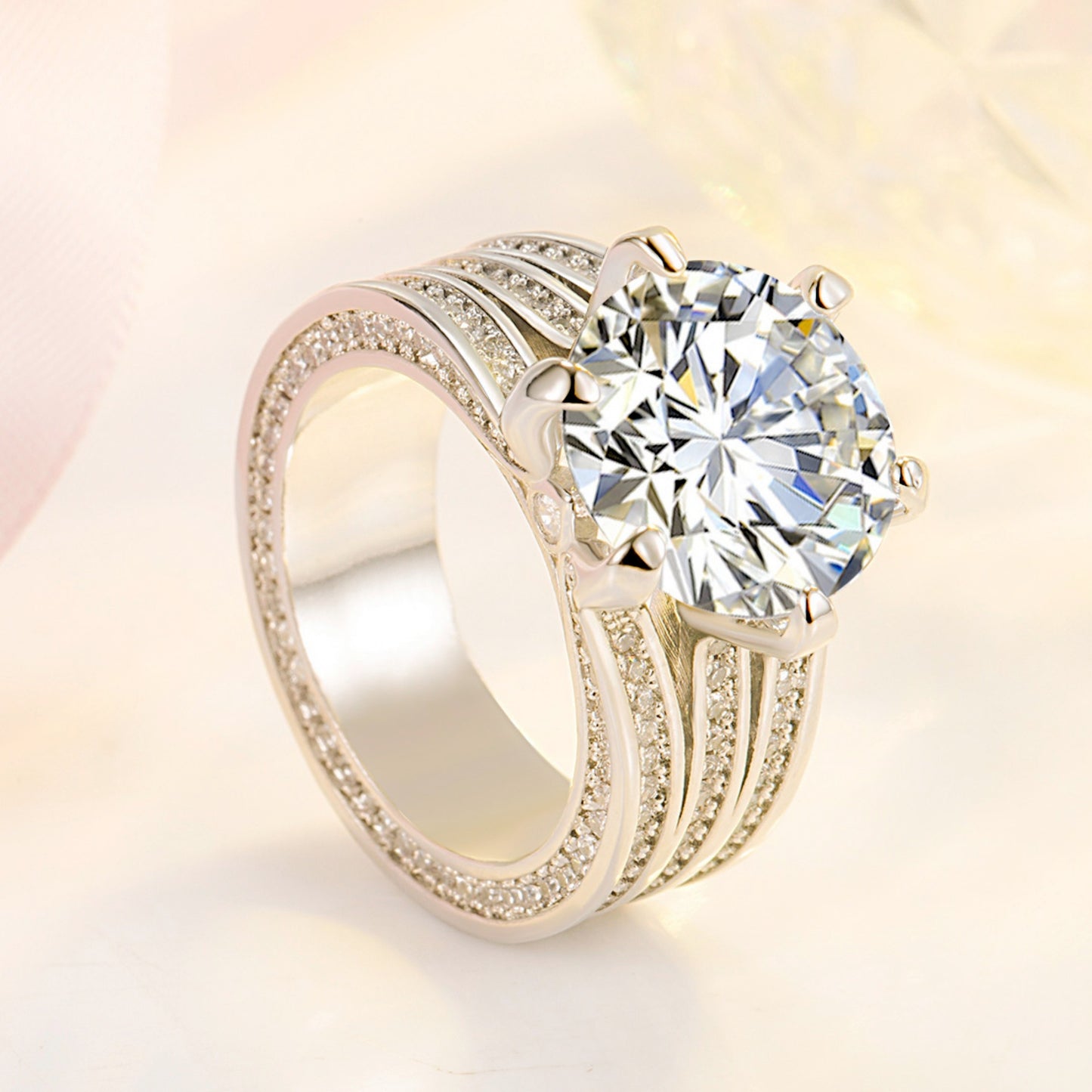 With Carat High Carbon Diamond Fireworks Cut Luxury Super Rings