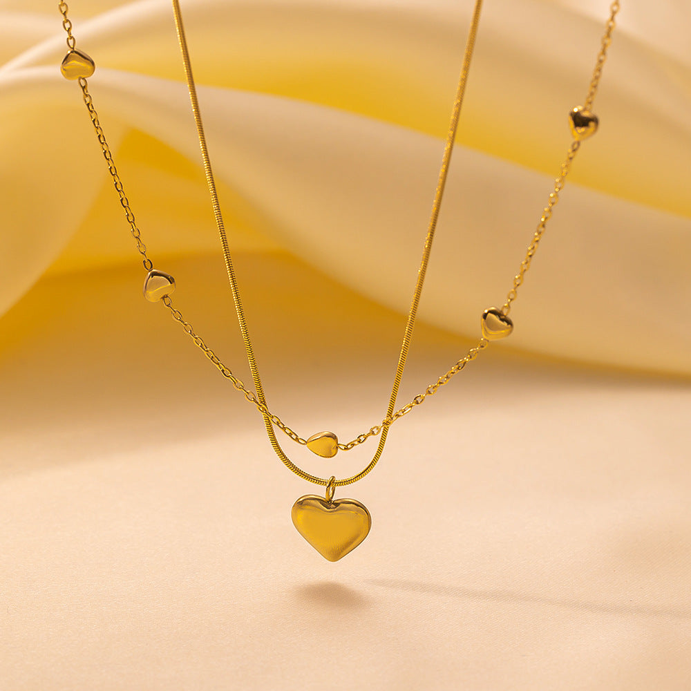 Women's Popular Twin Style Gold-plated Titanium Steel Necklaces