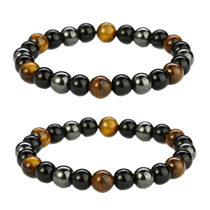 Men's Handmade Single Circle Haematite Tiger Eye Bracelet