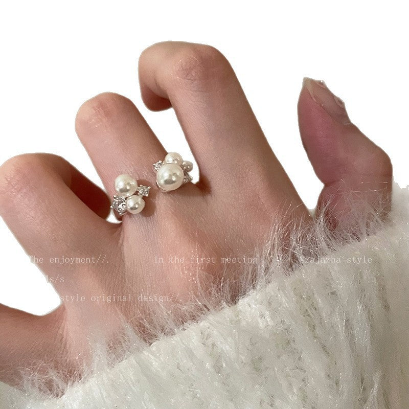 Twin Super Beautiful Open Female Light Luxury Flawless Finish Ring