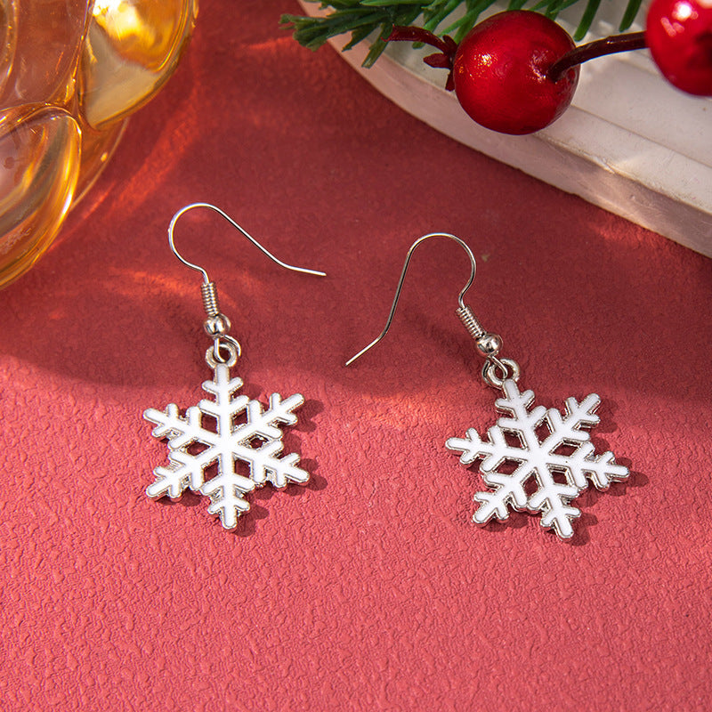 Handmade Exaggerated Big Christmas Tree Five-pointed Star Alloy Stitching Earrings
