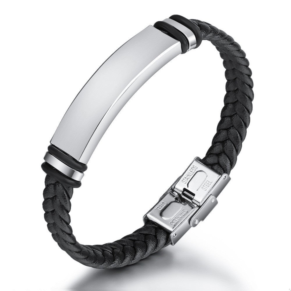 Glossy Can Carve Writing Stainless Couple Inscribed Medical Mark Bracelet