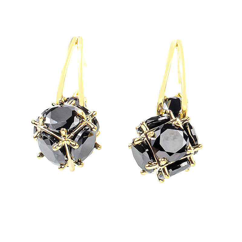 Vintage Black Gold Zircon Unique Design Ear Elegant Earrings