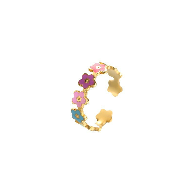 Women's Fresh Sweet Colorful Smiley Face Flowers Openings Ring