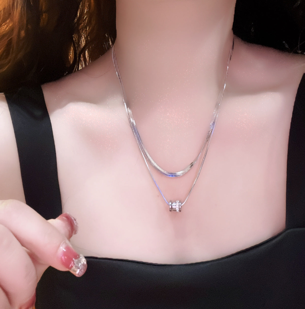 Bones Chain Square Twin Style Ball Necklaces