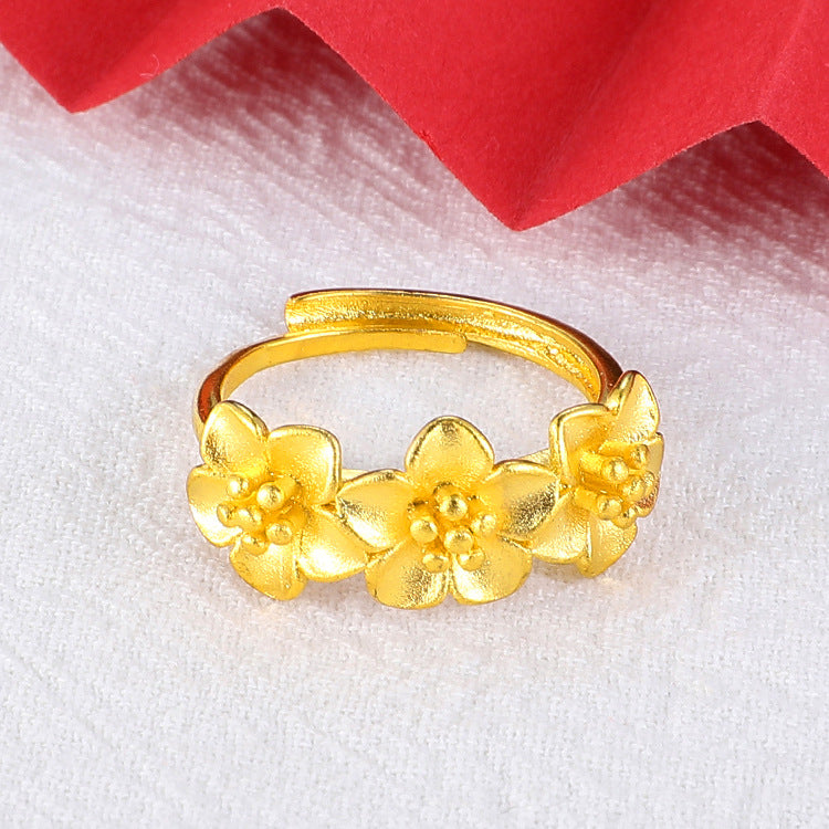 No Color Fading Vietnam Placer Gold Open Female Plated Rings