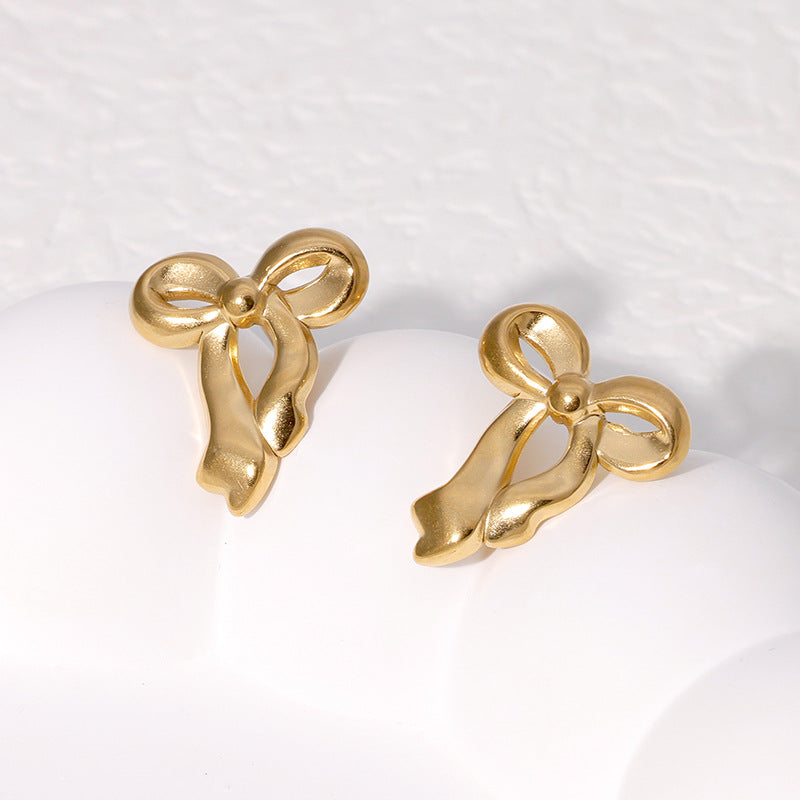 Women's Simple Fashion Bowknot Style Gold-plated Sweet Earrings