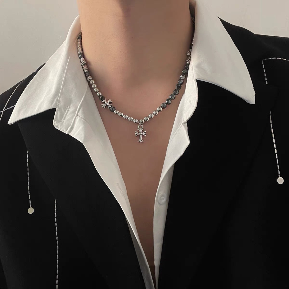 Onyx Stars Street Boys Design High-grade Clavicle Necklaces