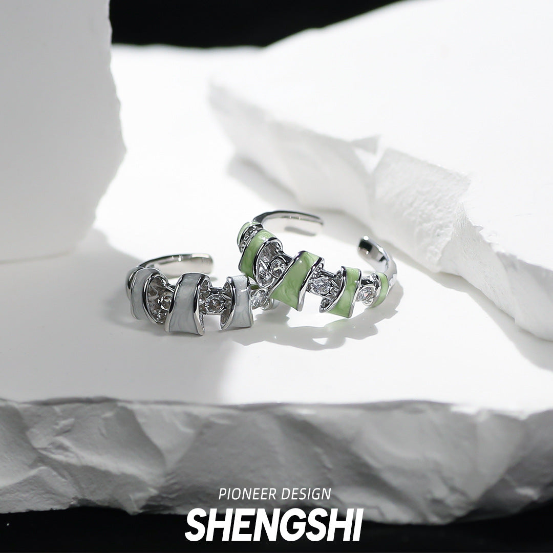 Enamel Female Niche High-grade Light Luxury Cold Rings