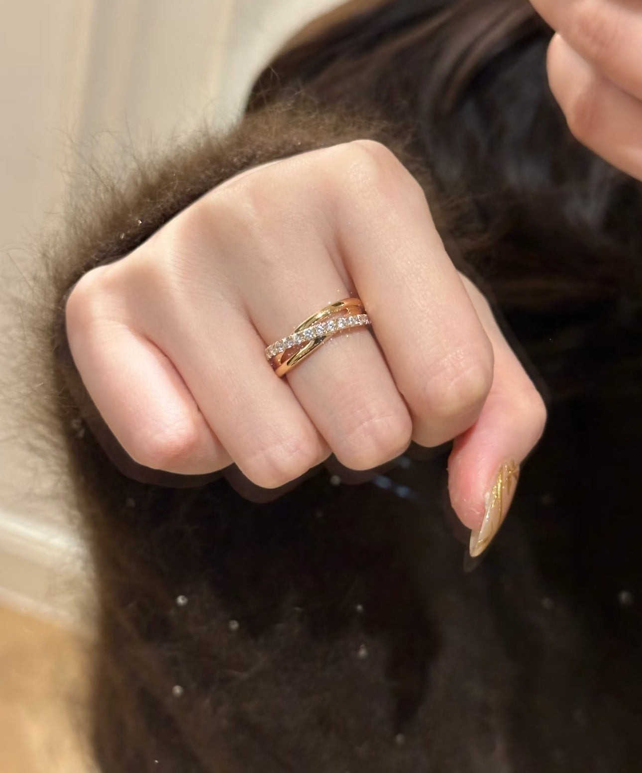 Inlaid Row Diamond Female Niche Design Fashion Personality Temperament Rings
