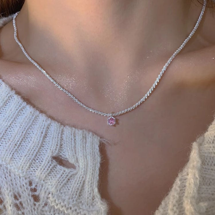 Sier Starry Female Summer Light Luxury Minority Sparkling Necklaces