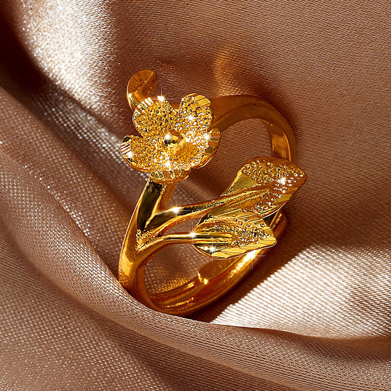 No Color Fading Vietnam Placer Gold Open Female Plated Rings