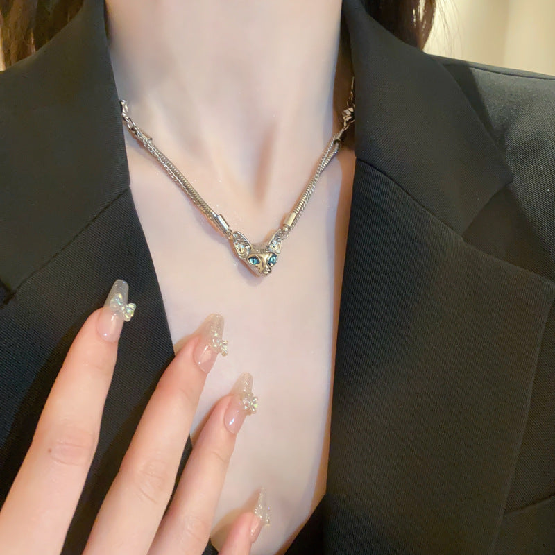 Cat Head Fashion Design Sense Clavicle Chain Personality Temperamental Necklaces