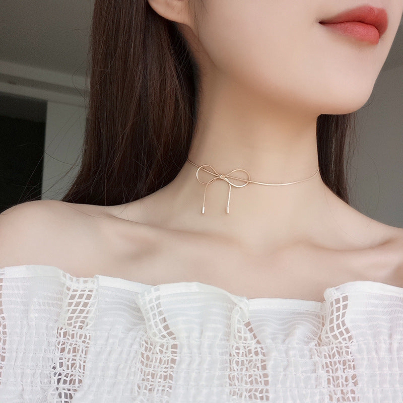 Light Luxury Niche Design Bow Female Necklaces
