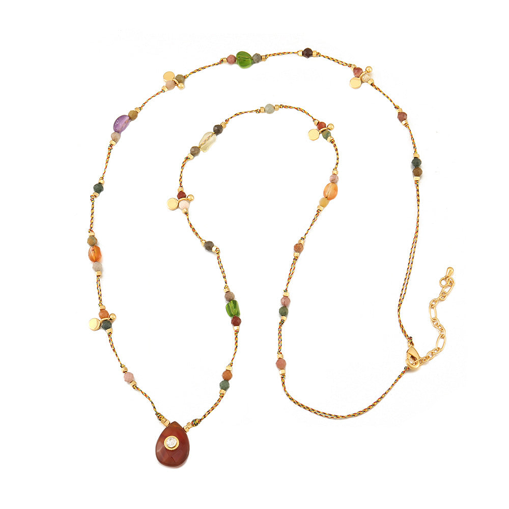Twin Sweater Female Ethnic Natural Agate Necklaces