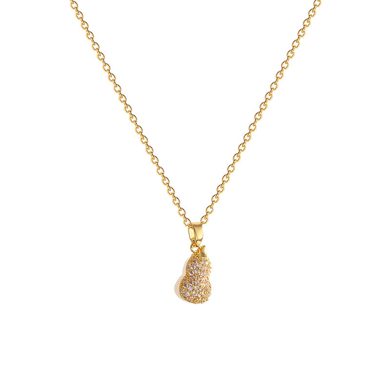 Chalcedony Lucky Gourd Titanium Steel Female Fashion Graceful Clavicle Necklaces