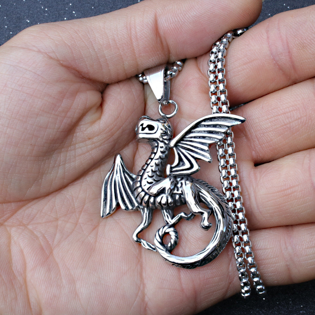 Men's Sword Darkness Dragon Fighter Titanium Steel Necklaces