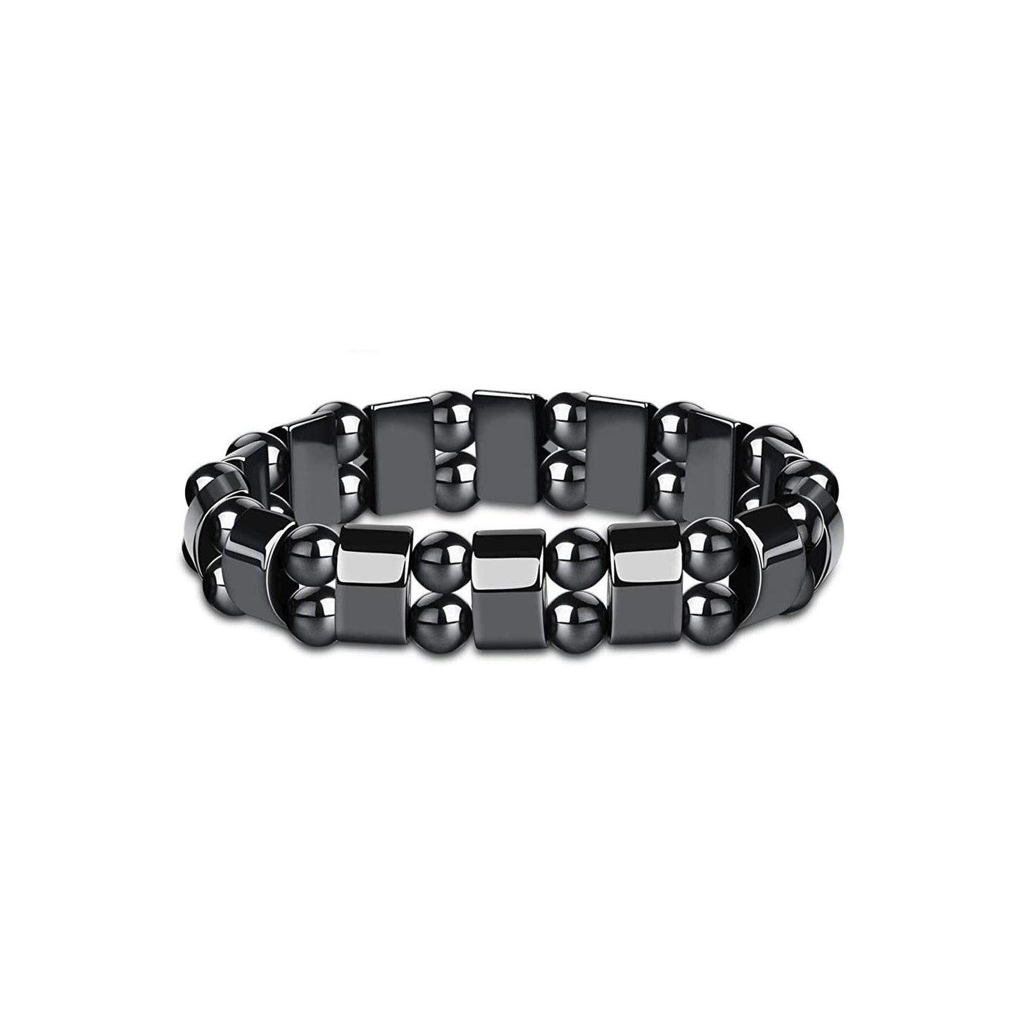 Men's Haematite Stretch Natural Stone Beaded Spacer Yoga Single Bracelet