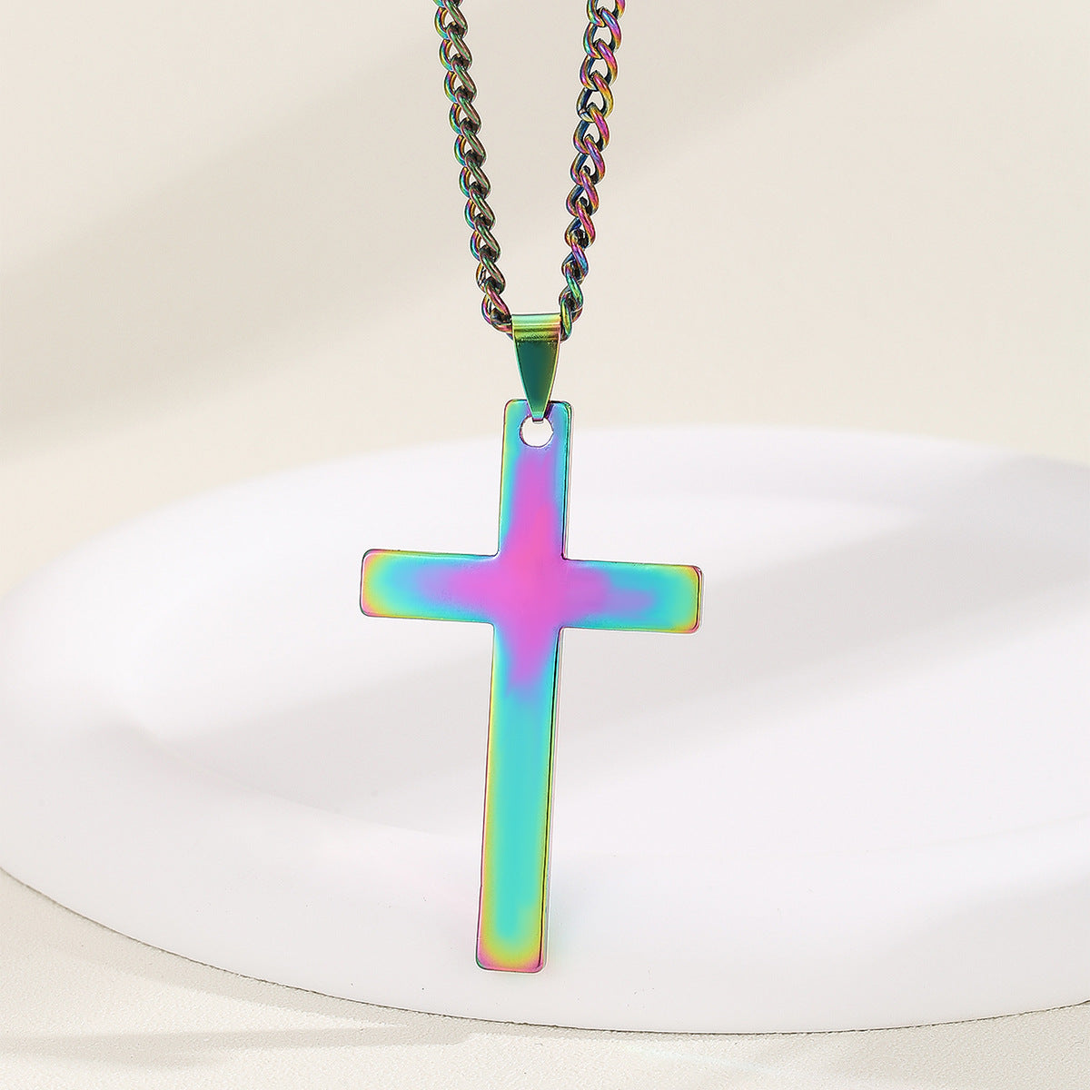 Men's Coffee Billion Ornament Stainless Steel Cross Necklaces