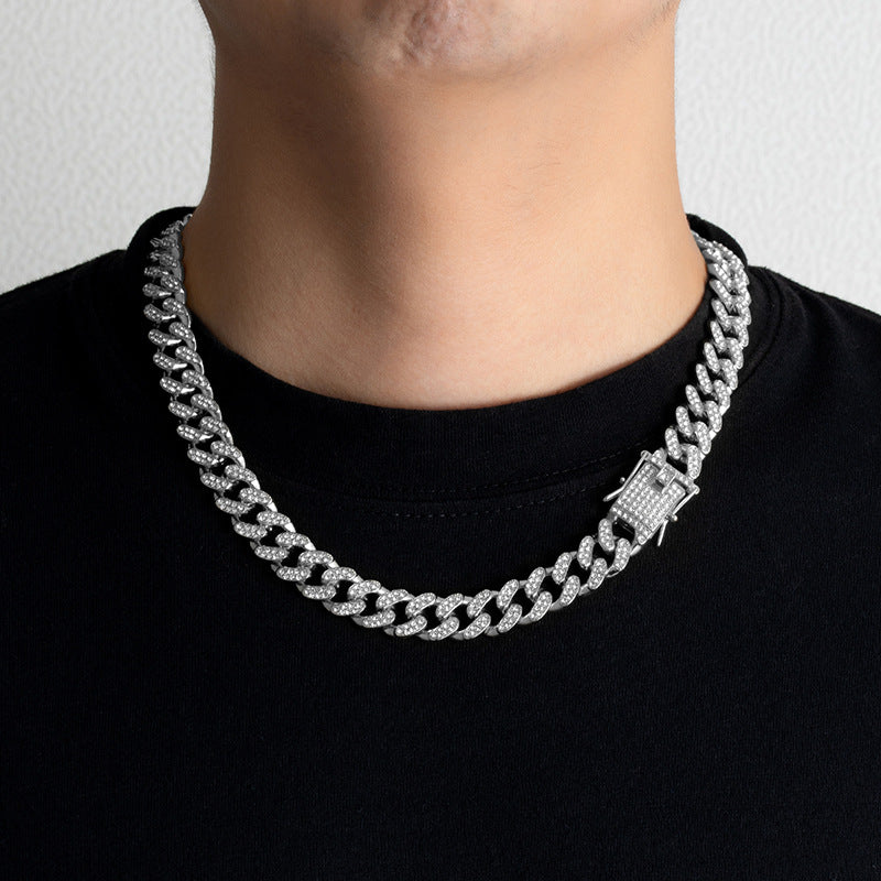 Men's Classic Cuban Link Chain Alloy Full Diamond Necklaces