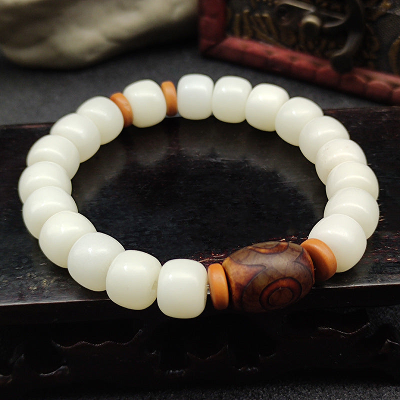 Women's Spot White Jade Bodhi Root Tibet Beads Buddha Bracelets