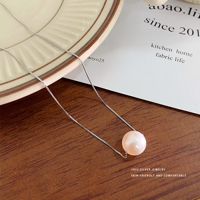 Women's Sier Single Mother Pearl Sweet Short Necklaces