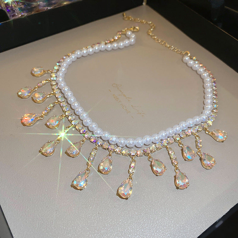 Women's Diamond Artificial Pearl Vintage Court Style Necklaces