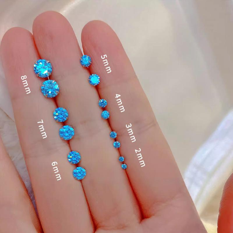 Women's Ocean Blue Sterling Sier Round Zircon For Affordable Luxury Fashion Rings
