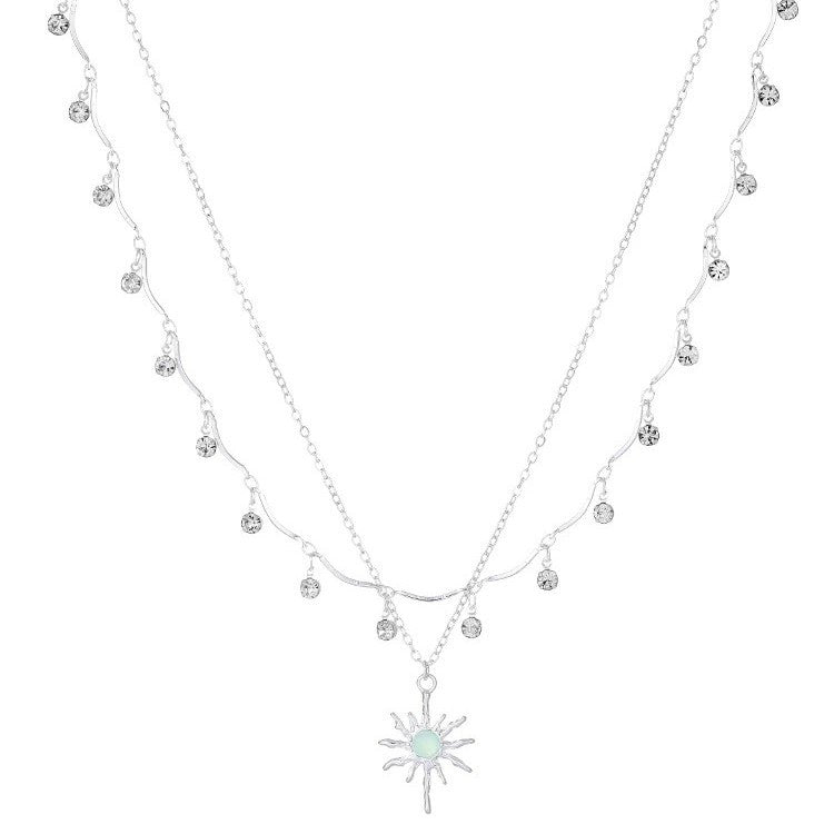 Women's Feeling Opal Sunflower High-grade Double Layer Necklace