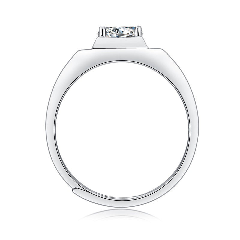 Men's Attractive Sier Moissanite Live Wedding Rings