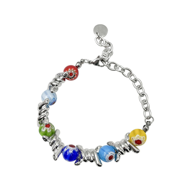 Light Luxury Minority Design Colorful Glass Beads Thorns Style Hip Necklaces
