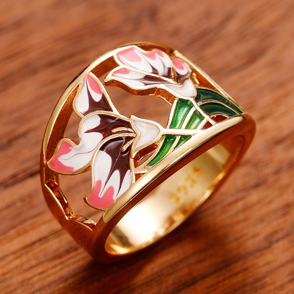 Oil Dripping Pattern Hip Hop Ethnic Rings
