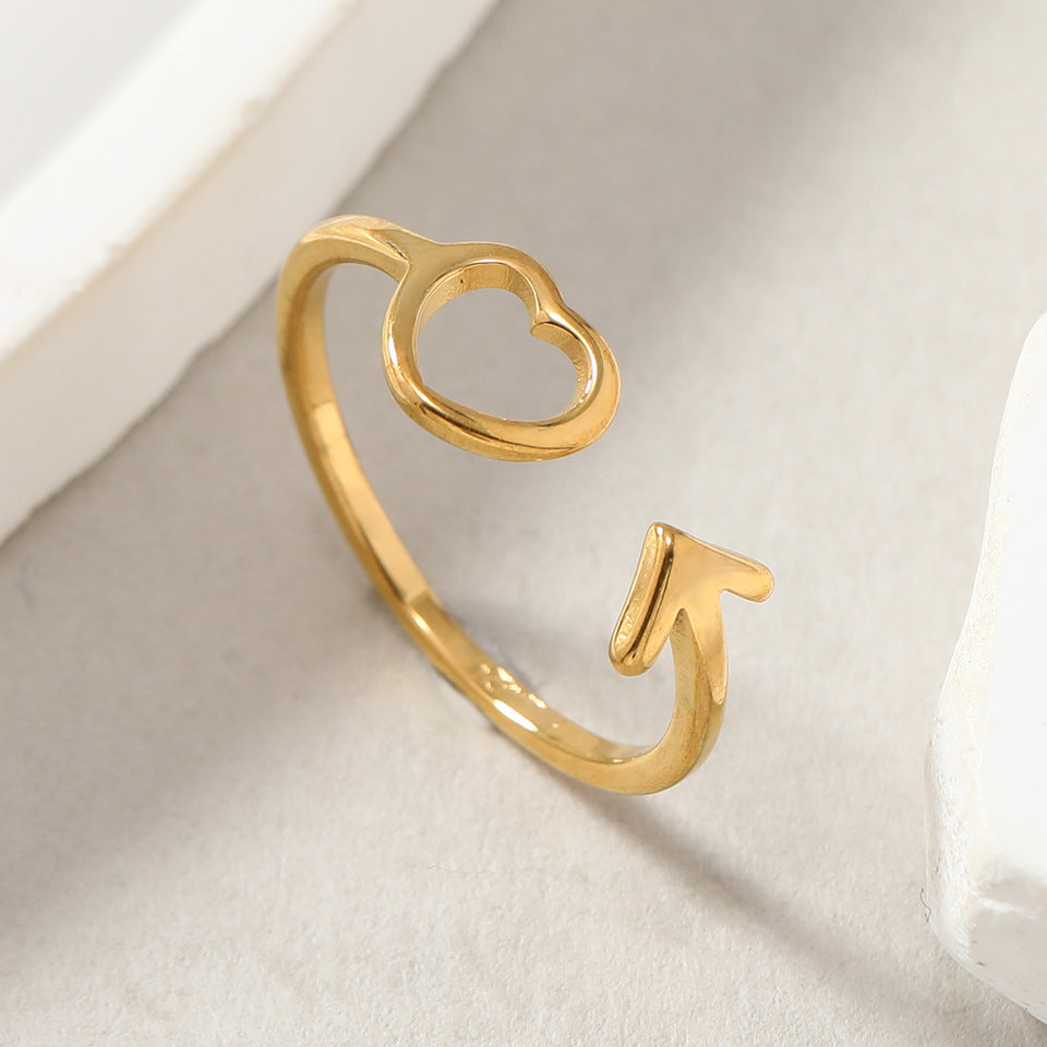 Design Cut Hollow Heart Arrow Opening Ring