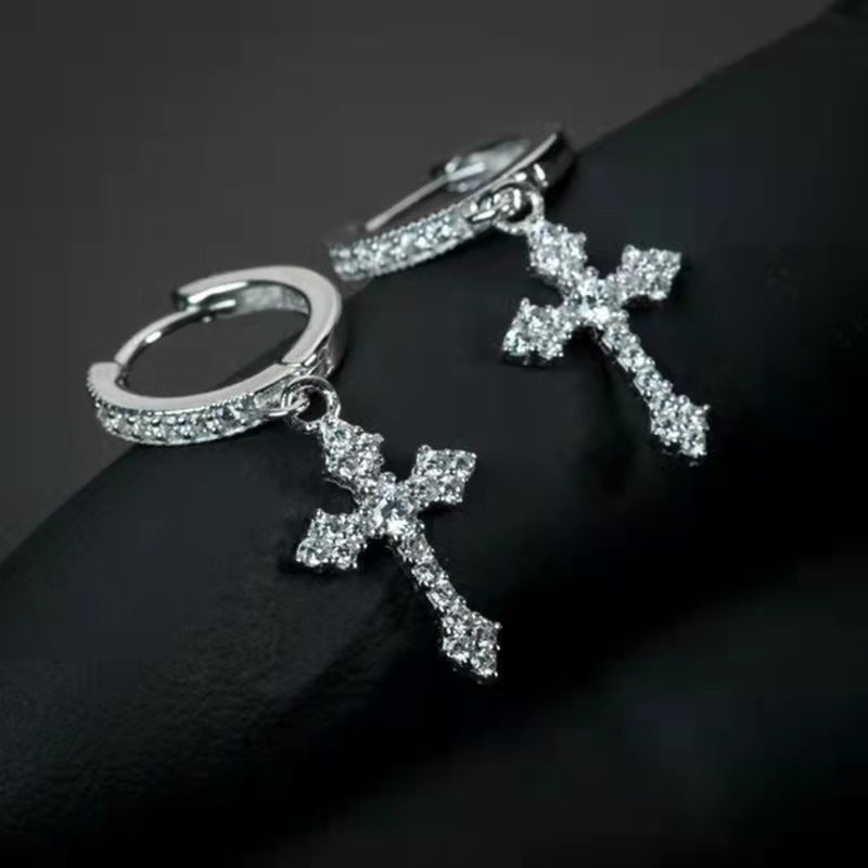 Women's & Men's Cross Inlaid Zircon Fashion Ear Earrings