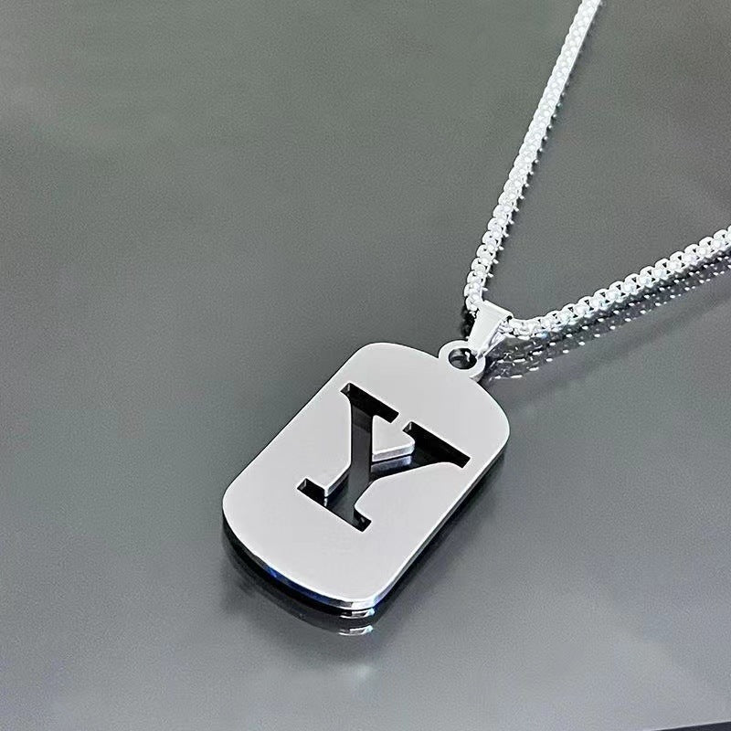 English Letter Titanium Steel Male Female Couple Clothing Necklaces