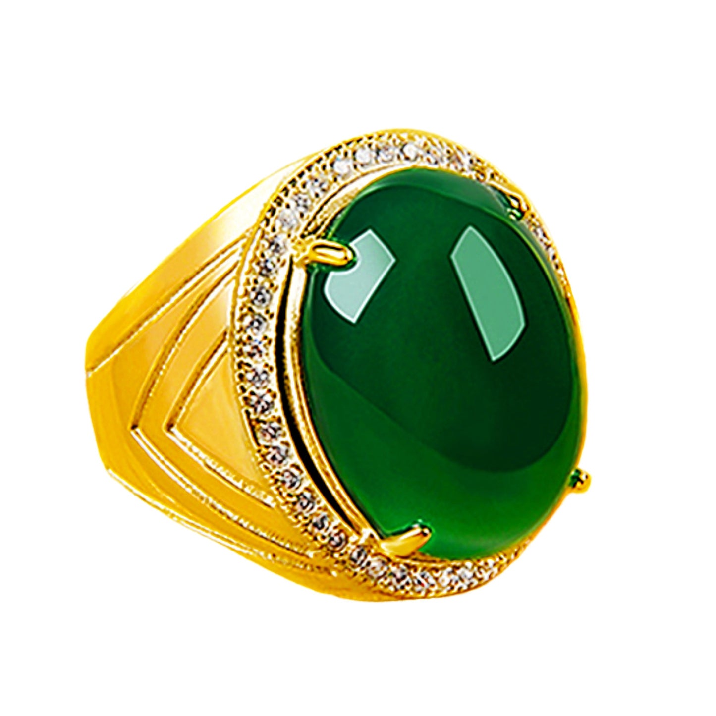 Green Chalcedony Sier-plated Quick Hand Simple Elegant Rings