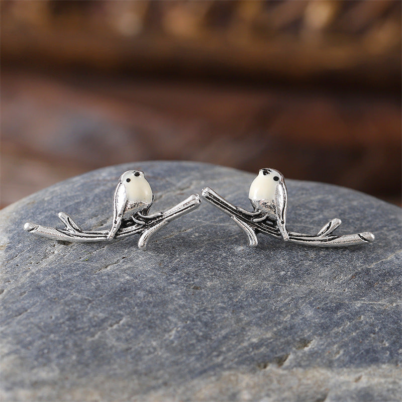 Bird Twig Minority Simple Animal Versatile Earrings