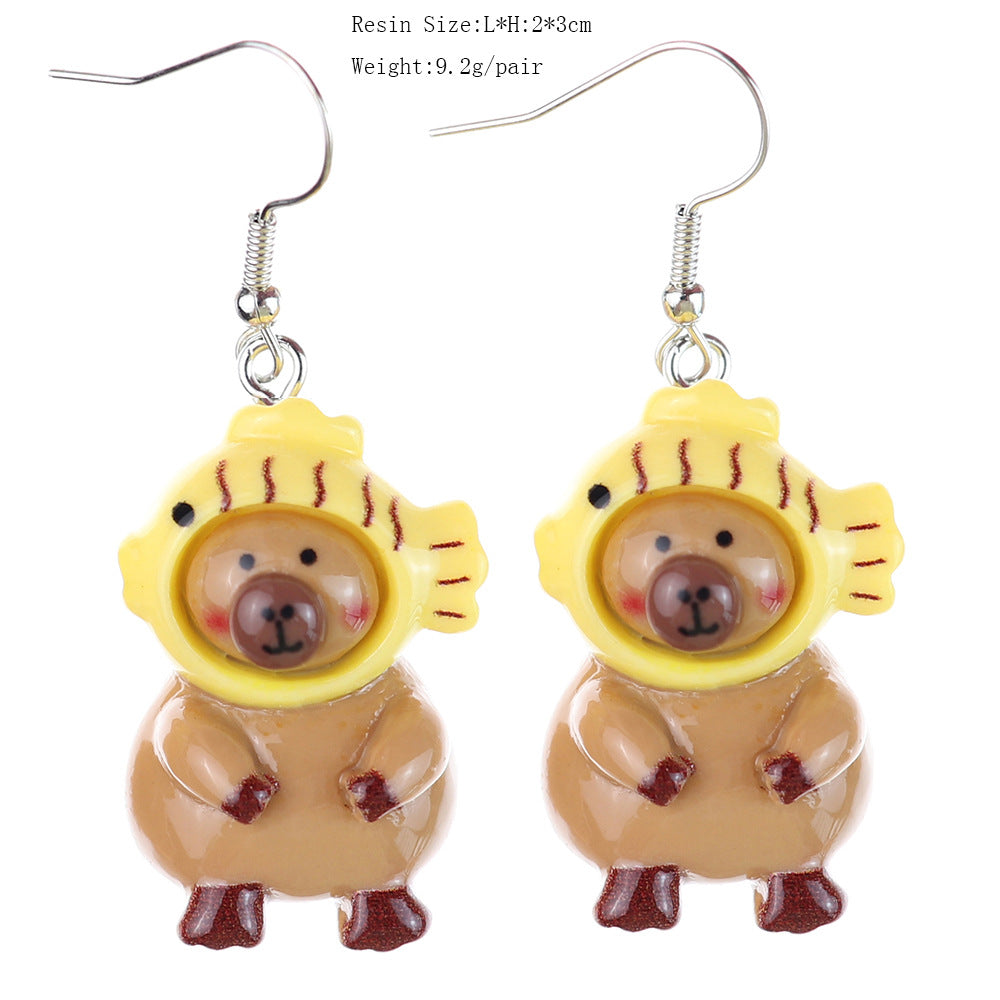 Cartoon Luminous Khaki Barra Capybara Creative Childlike Heart Rings