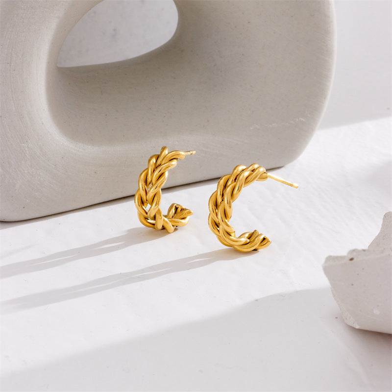 High-grade Cold Geometric Twist Ornament Metal Earrings