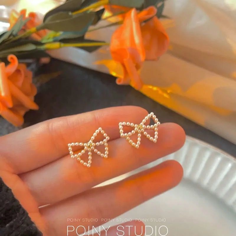 Women's Sier Needle Korean Style French Temperamental Pearl Earrings