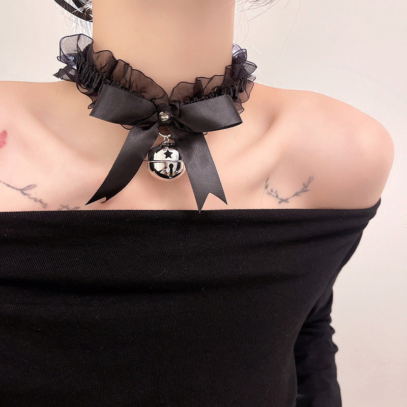 Women's Lace Big Bell Bow Collar Choker Necklaces