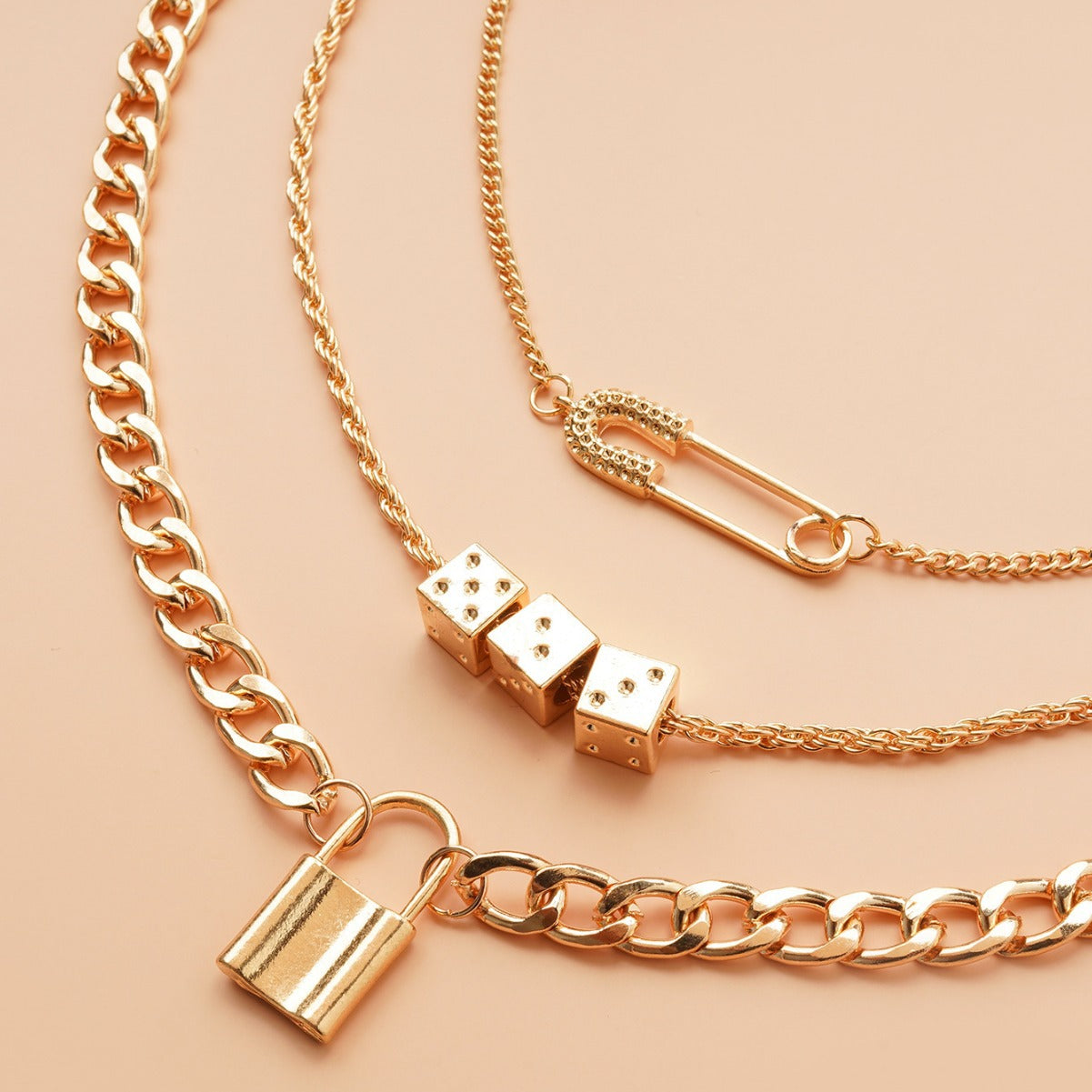 Fashion Simple Exaggerated Chunky Chain Key Lock Necklaces